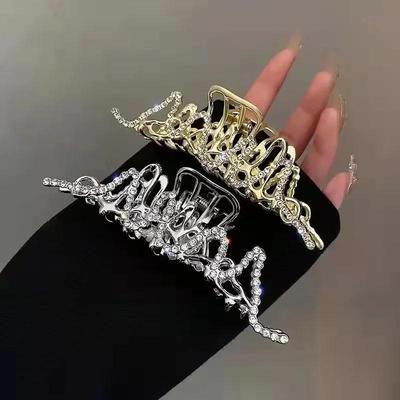 Bling Rhinestone Summer Fashion Metal Crab Clip Girl Shiny Crystal Hair Accessories Gentle Temperament Lady Creative Gifts Decor