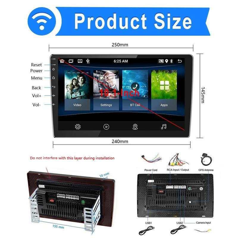 Android 11.0 2Din 10,1'' HD 1080P autorádio 1+16G/2+32G MP5 přehrávač do auta WIFI GPS Bluetooth FM rádio Mirror Link AHD Pohled zezadu