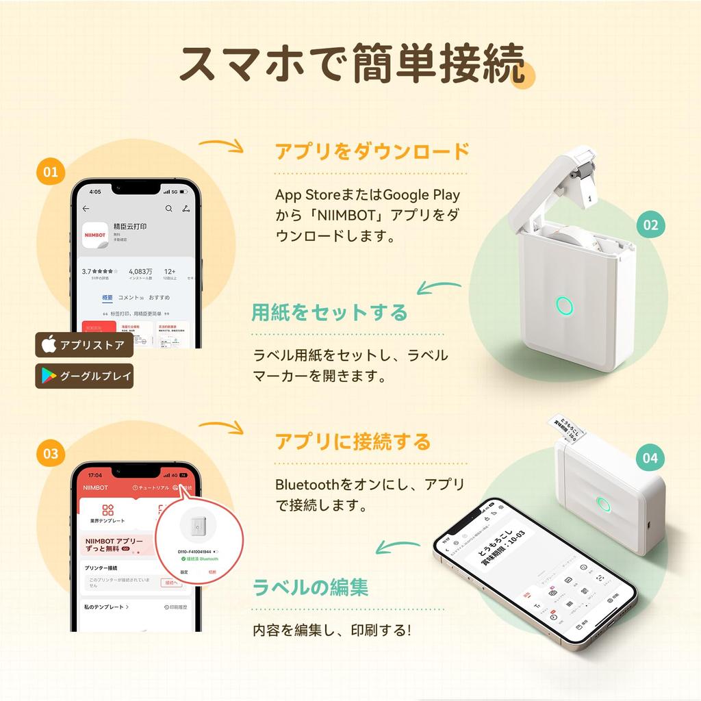 NIIMBOT D110 New Version Label Printer, Bluetooth Connectivity, Multifunctional Label Printer, Label Maker, 12-15mm Compatible, White