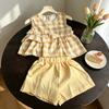 Girls Summer Plaid Sleeveless Top And Shorts Set Toddler Baby Fashionable Casual Two Piece Outfit For Weather