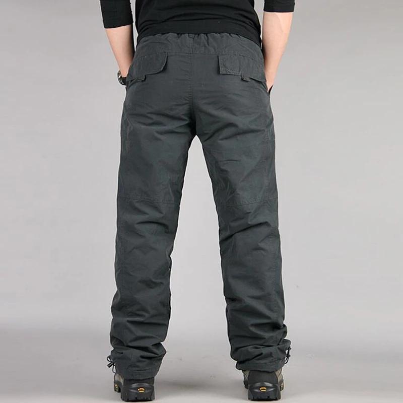 Winter Thick Fleece Casual Pants Men Cotton Baggy Cargo Pants Double Layer Velvet Warm Thermal Trousers