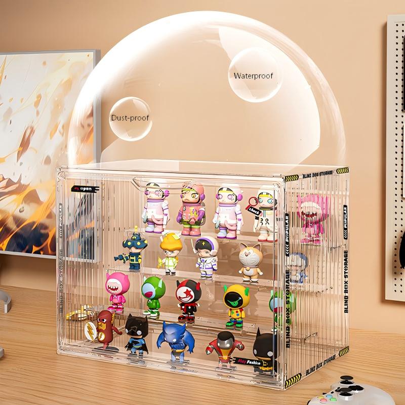 Containerized Design Acrylic Organizer for Collectible Figures Blind Box  jewelry 3-Layer HD Transparent Miniature Display Case