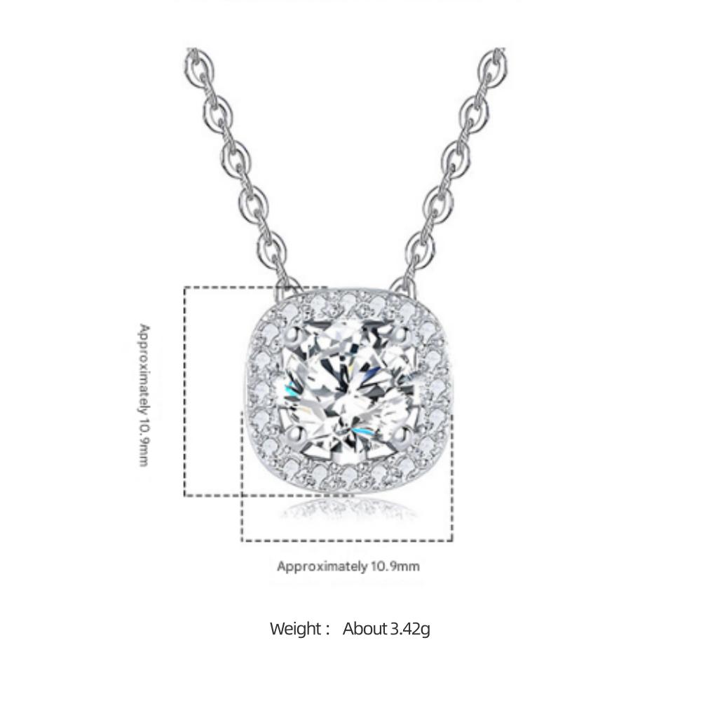 925 Sterling Silver Light Luxury Exquisite Sugar Cube Zircon Pendant Necklace Birthday Party Anniversary Gift