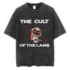 Vtipné tričko Cult of The Lamb Vintage Washed pro muže a ženy, vysoce kvalitní bavlněná trička, unisex, ležérní, oversized trička, topy