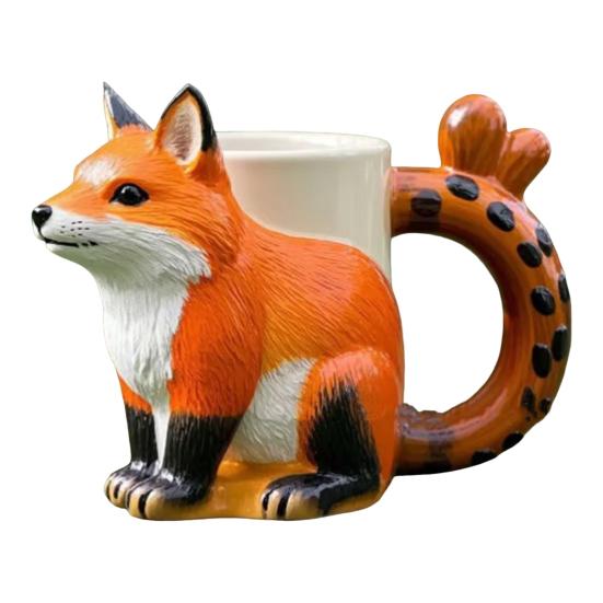 Squirrel Coffee Cup 3D Cute Fox Tea Mug Creative Animal-tema Cup Håndlaget Creative