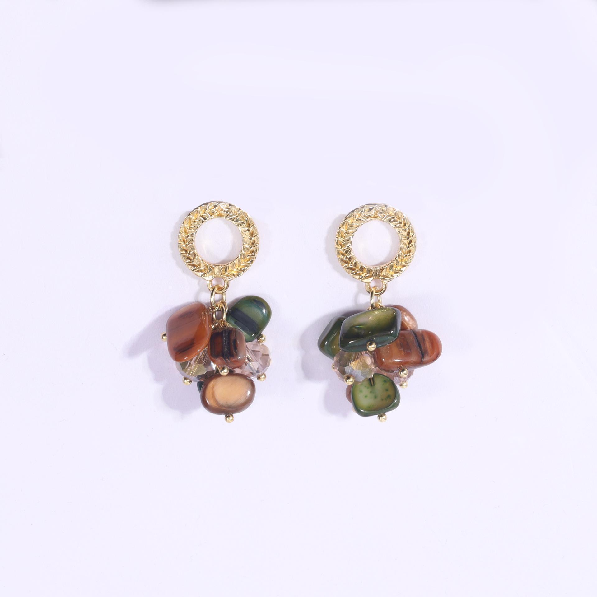 Shell Earrings Irregular Water Droplets Love Flowers Contrasting Color Stud Earrings Geometric Elements