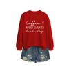 Womens Oversized Round Neck Long Sleeve Cotton Blend Casual Sweatshirt With Print - Loose Fit Comfort Top