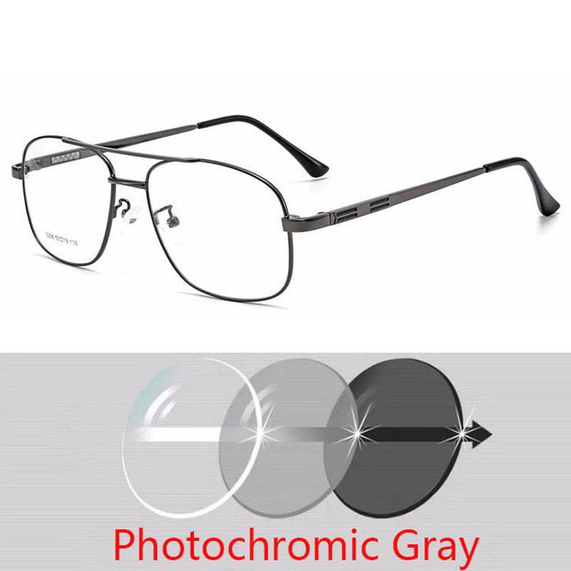 Legierungsbrille Herren groß Quadratisch Myopie Rezeptbrille Damen Metall Voll Optische Brille 2256 SPH 0 -0.5 -0.75 -1.0 BIS -6.0