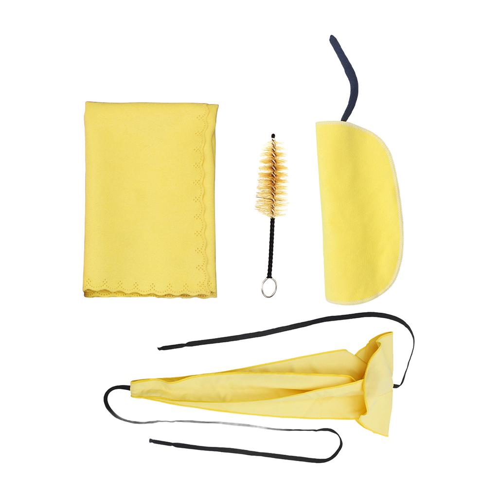 4Pcs Sax Mouthpiece Brush Kit Lightweight Portable Reliable Wiping Cloth Saxophone Cleaning Set for Sax Yellow