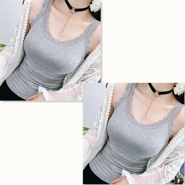 Summer sling vest women's large size slim fit, spring and autumn outer wear, lace edge sling inside
