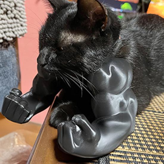 2Pcs Cat Muscular Arm Costume Cat Neck Arm with Muscle 3D Printed Superhero Cosplay Pet Spoof Toy Funny Cat Photo Prop Accessory