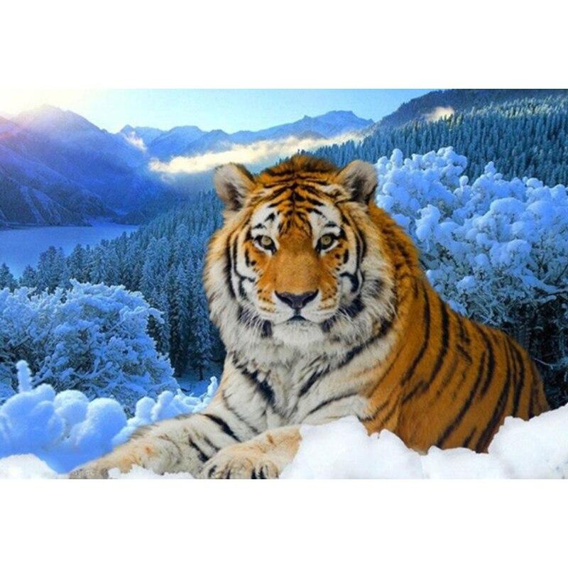 DIY 5D Diamond Painting Tiger Diamond Embroidery Cross Stitch Animal Mosaic Full Round Drill Rhinestones Art Wall Home Decor