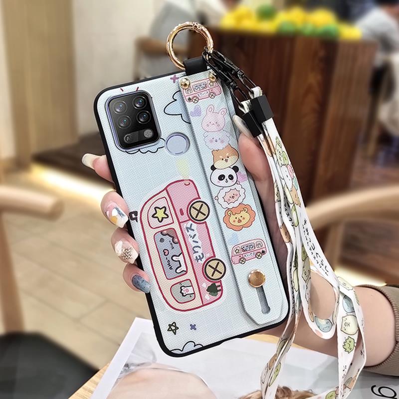 Lanyard Dirt-resistant Phone Case For Tecno Pova/LD7 Soft Case Back Cover Anti-knock Durable Protective Cute Cartoon