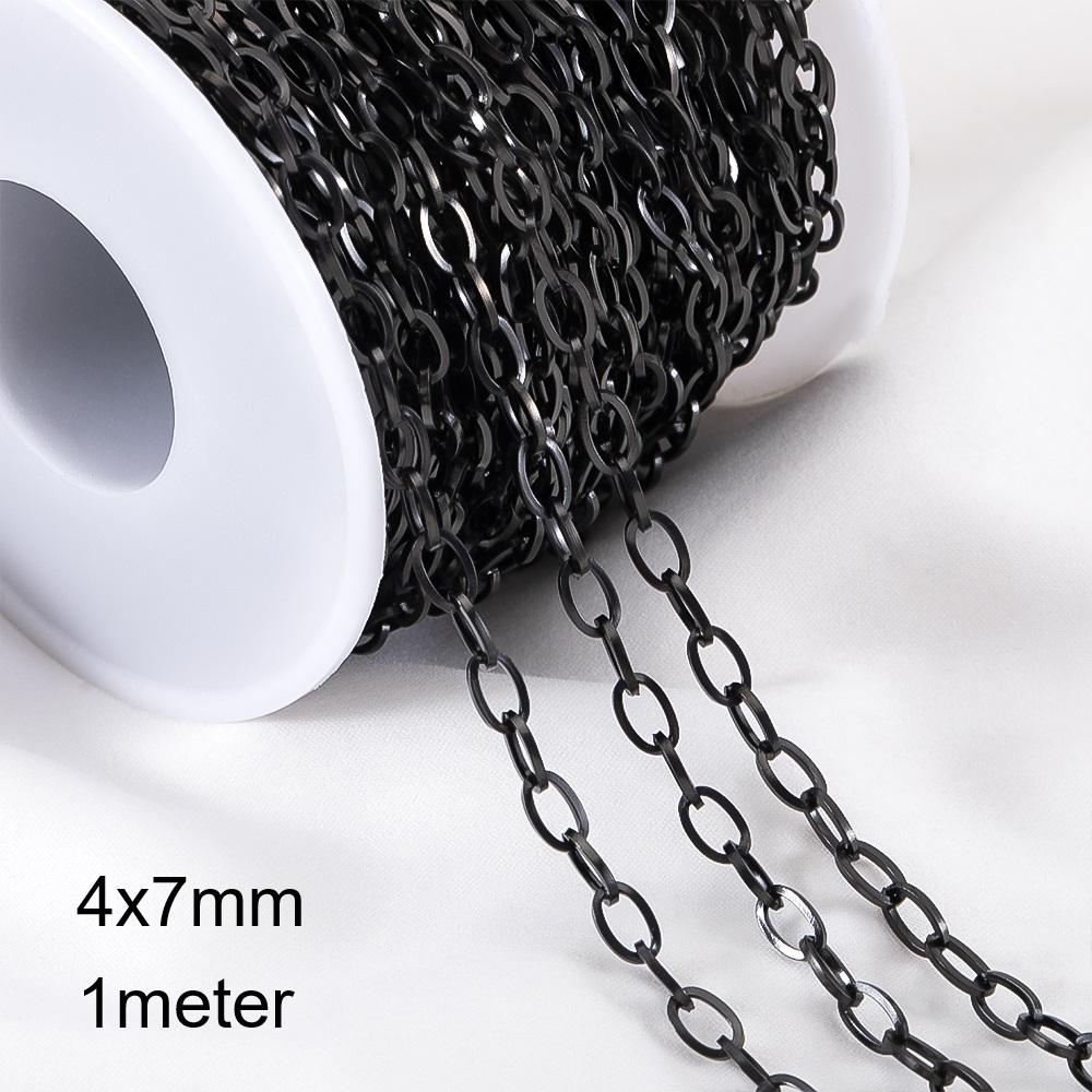 2meter 1meter Black Plated Chain for Men Punk Jewelry Making Necklace Stainless Steel Trend Link Chain Chunky Chain DIY Bracelet