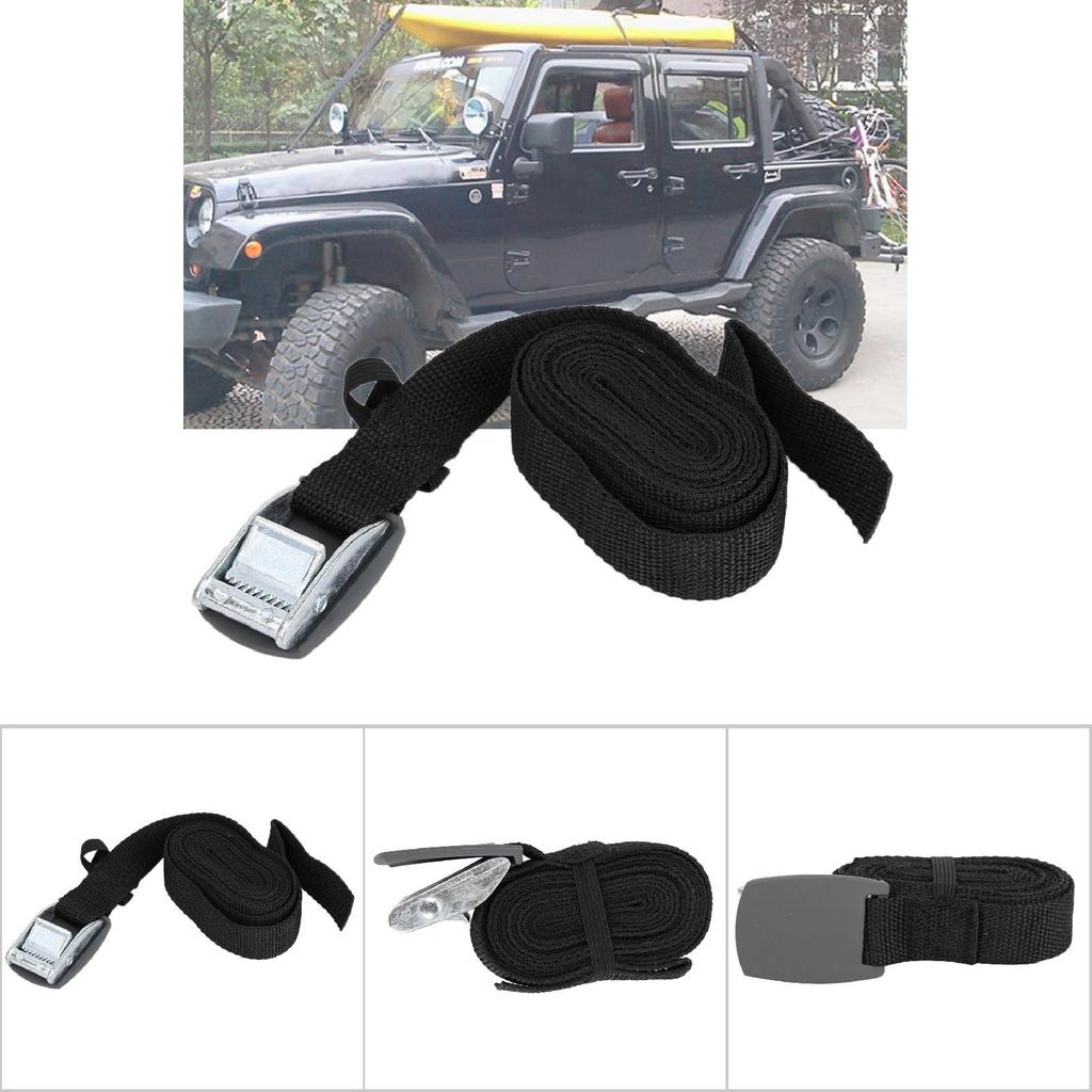 3 Meters Polyester Outdoor Lashing Tie Surfboard Kayak Rack Buckle Lock Tie Down Strap(Black)