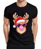 Christmas Reindeer Santa Hat Heart Sunglasses Bubblegum Funny Mens T-Shirt-
