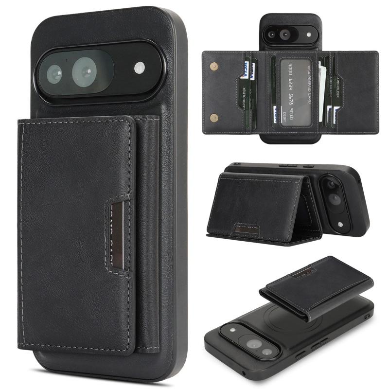 MagSafe Wireless Charging Magnetic Wallet Card Phone Case for Google Pixel 10 Pro XL 9 9A 8 8A Leather 2-in-1 Flip Stand Cover