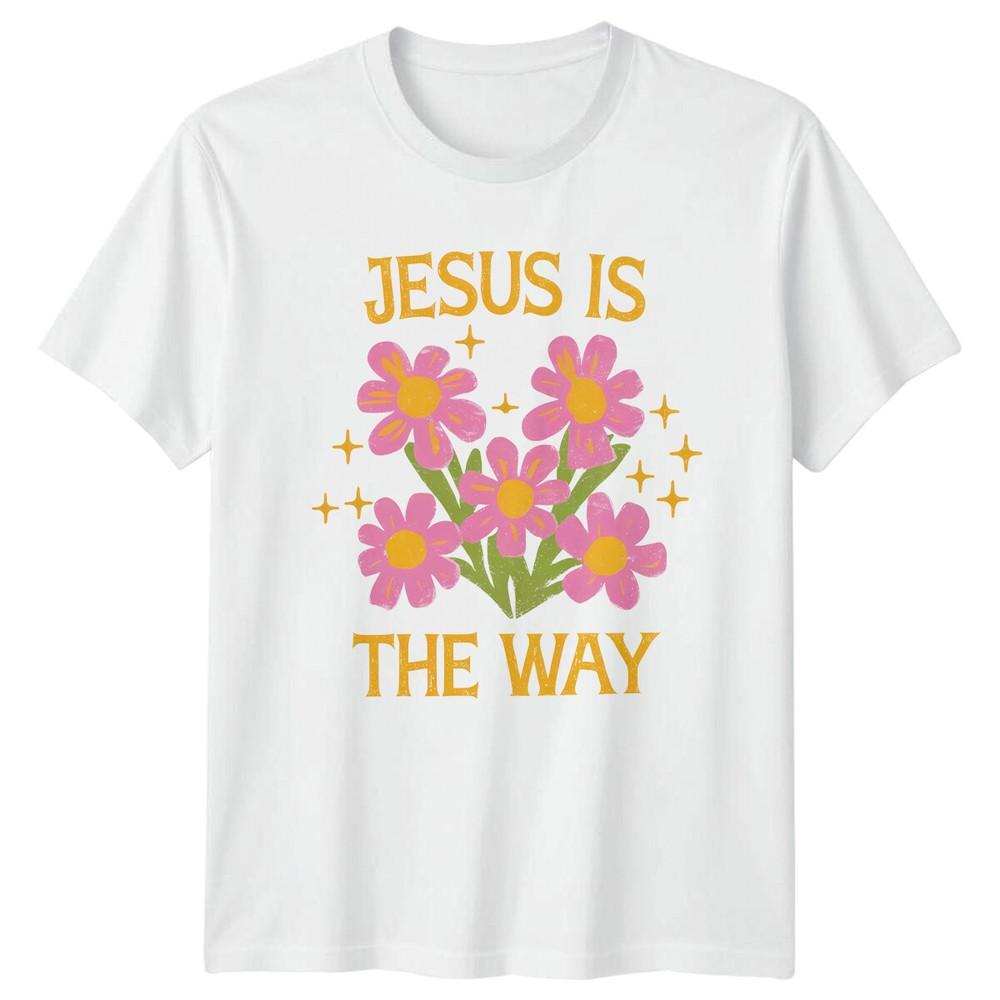 Jesus Is The Way Floral Boho Nature Graphic Print TShirt S