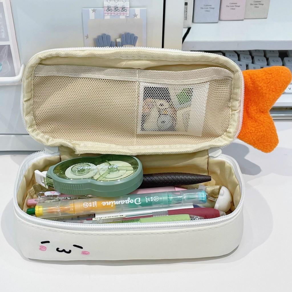 Trousse à Crayons Crevette en Peluche Pour Filles Avec Grande Capacité Et Design Style Coréen