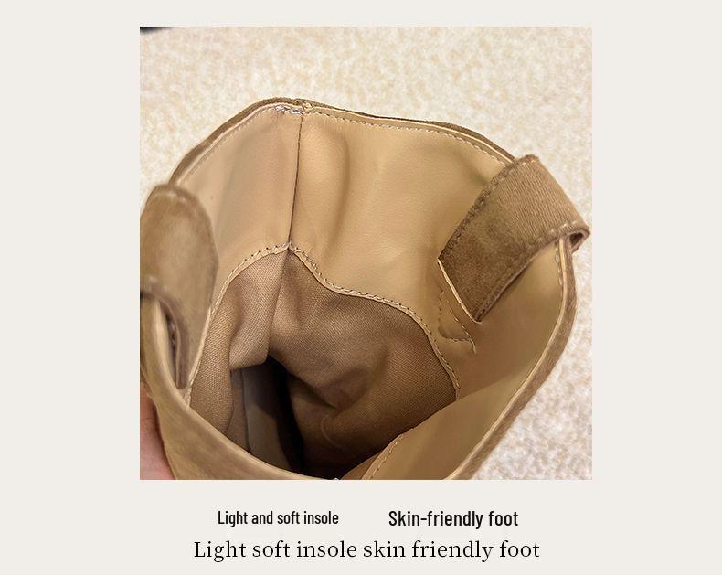 Women's Retro 8cm Height-Boost Mid-Calf Martin Boots - Slim Fit, Pleated Design, Versatile for Autumn/Winter