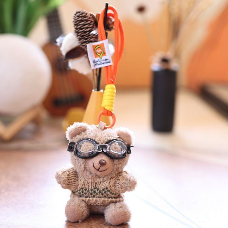 Bear Sweater Teddy Plush Doll Pilot Theme Durable Pp Cotton Toy For Bag Decor