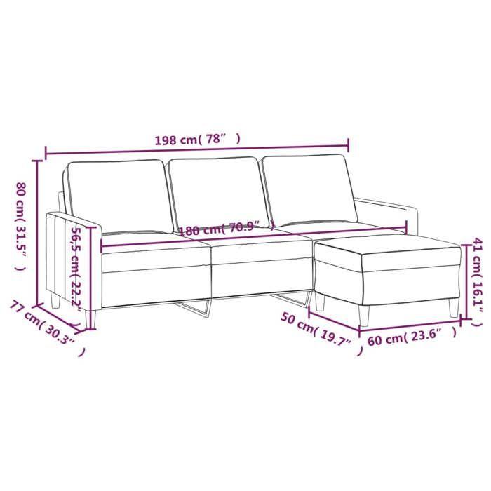 VidaXL 3-seater Sofa with Footrest Pink 180 Cm Velvet, Sofa, Sofa with Footrest, Three-seater Sofa, 3201058