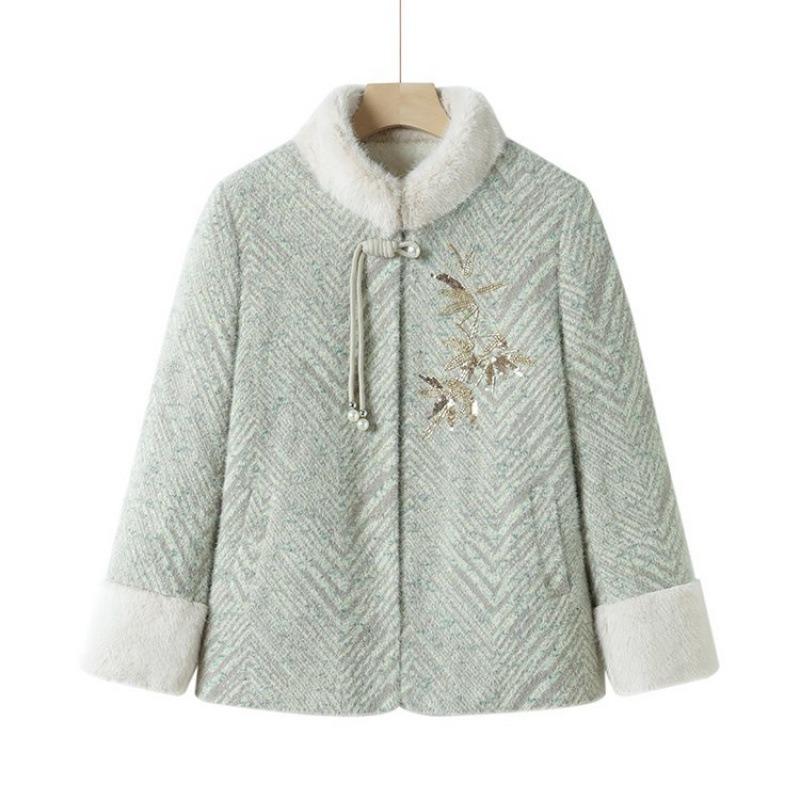 New Mother Winter Chinese Mink Coat Noble Women's Clothing Medium and Old Velvet Thickened Coat Women