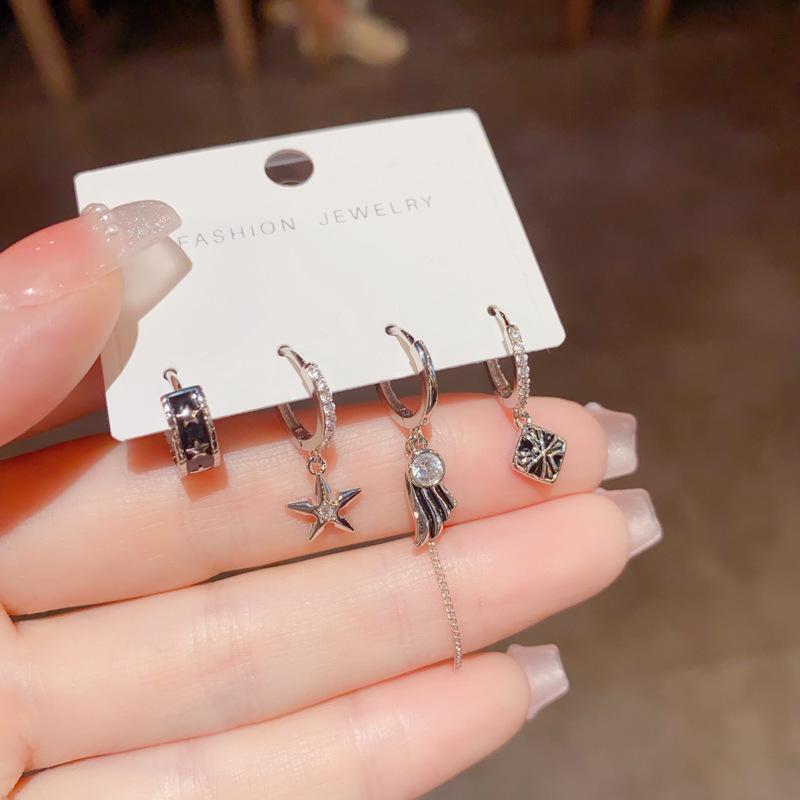 Stylish Irregular Four-Piece Ear Cuff Set: European and American Fashion Luxury Accessories