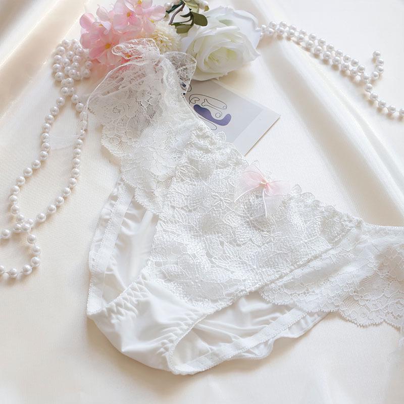 2023 Women's Sweet Lace Mid-Waist Ice Silk Panties - Cute & Comfortable