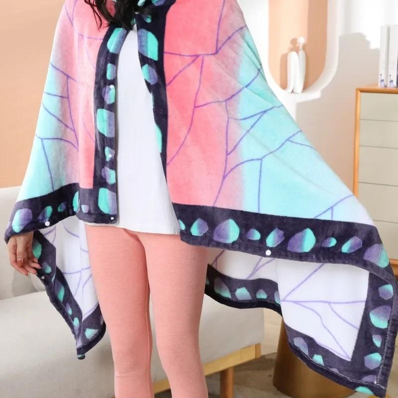 Demon Slayer Blanket Plaid Anime Kimetsu No Yaiba Cosplay Prop Tanjirou Custom Women Pajamas Shinobu Adult Bathrobe Shawl Gown Kid Friendly