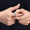 Fashion Copper Color Men's Stainless Steel Rings Koa Wood Deer Antler Inlay Dome Engagement Rings For Men Women Wedding Jewelry