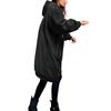 Women's Fashionable Coat Solid Color Long Sleeved Hooded Drawstring Pocket Zipper Long Warm Jackett