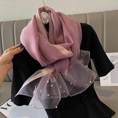 Luxury Shiny Diamond Scarf Silk Women Hijab Soft Wool Shawls and Wraps Large Thin Scarves Foulard Female Bufanda New