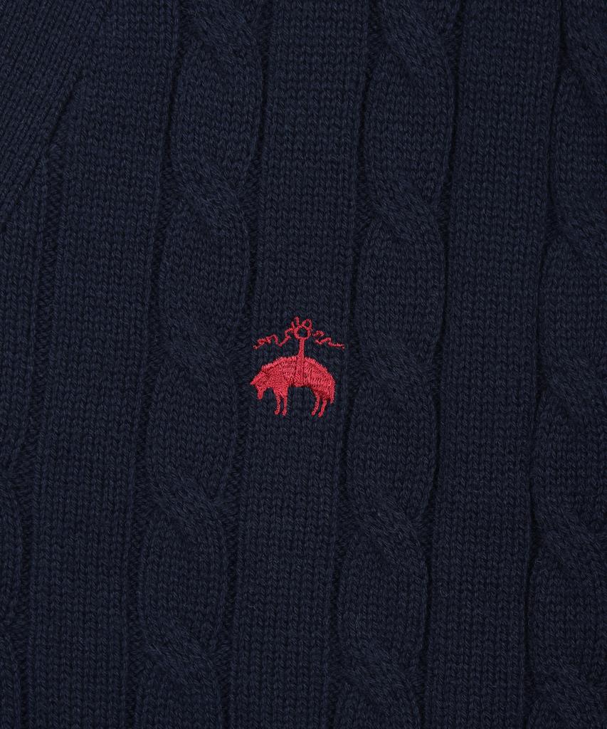 Brooks Brothers Cotton Cable Cardigan (Dark Navy) (Bbwcmbg101)