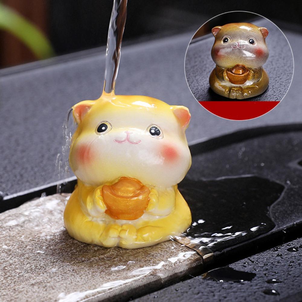 Handmade Colorable Tea Pet Figurines Desktops Animal Ornament  Can Raise Fortune