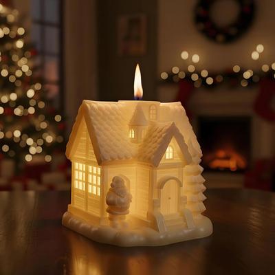 Christmas Candle Molds Holiday House Mould 3D Silicone Mold for Resin Casting Christmas Making Home Decor Holiday Crafts