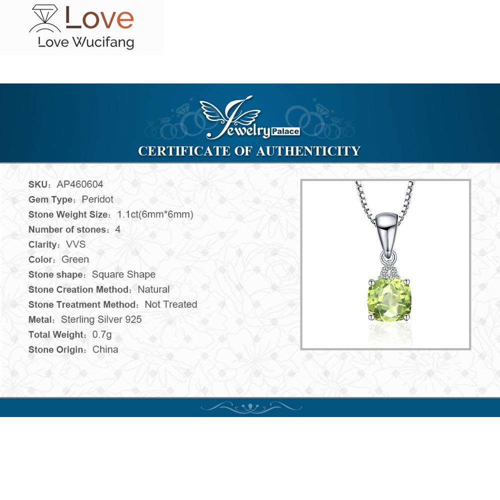 Jewelrypalace 1 .1ct Genuine Natural Peridot 925 Sterling Silver Pendant Necklace For Woman Fine Jewelry Gemstone Choker No Chain