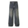 Men's American Style Retro Washed Wide-Leg Denim Jeans – Trendy, Versatile, Casual Long Pants
