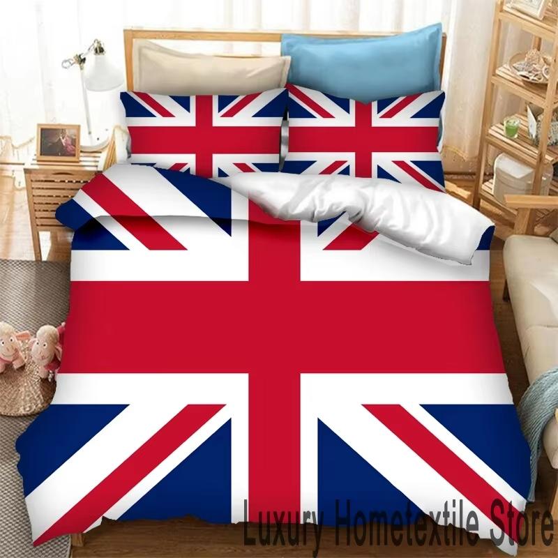 New 3D Print Britain United Kingdom Flag Bedding Set Double Twin King Duvet Cover Comforter Pillowcase Boys Girls Adults Bedroom