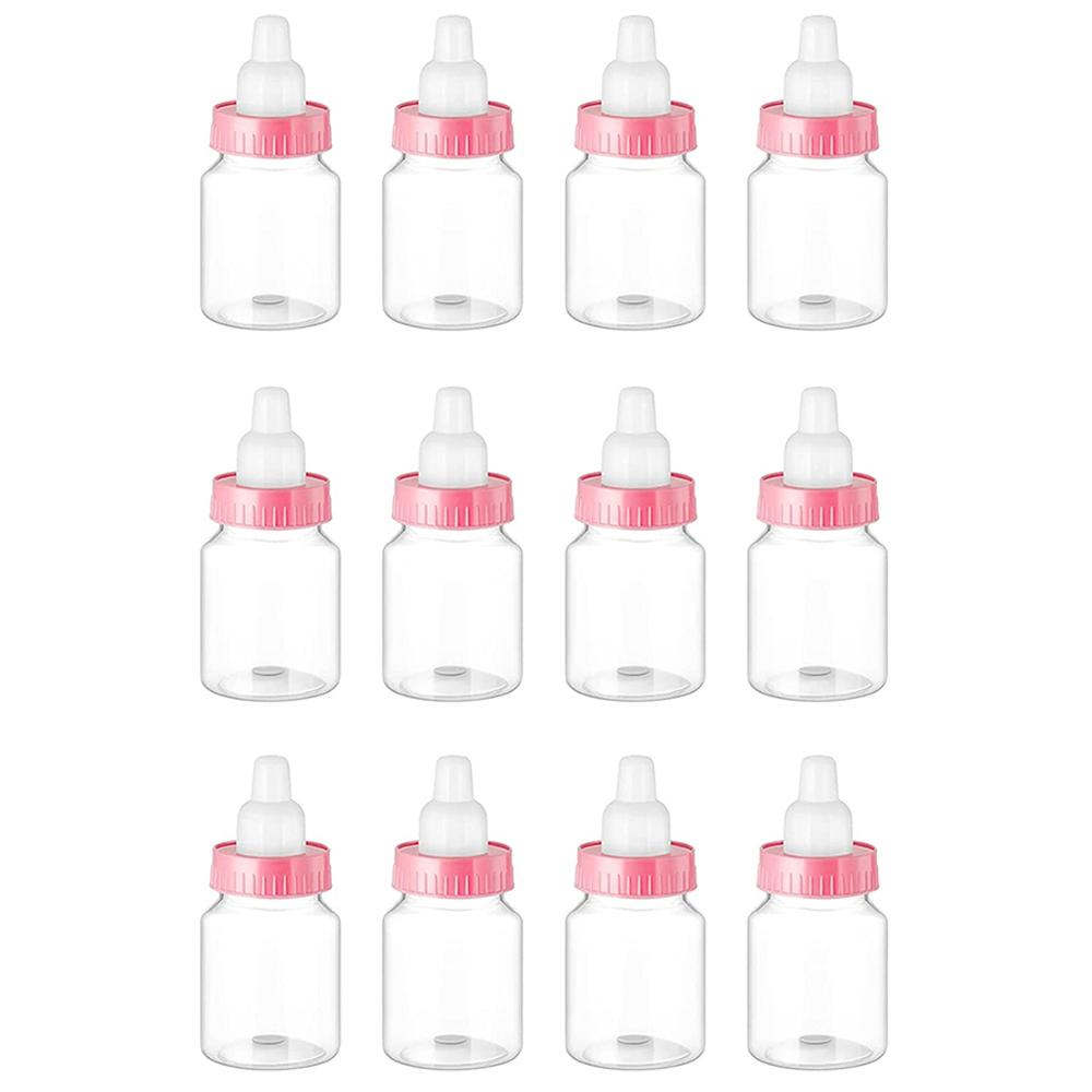 12Pcs Baby Bottle Baby Shower Favor Plastic Candy Bottle Mini Feeding Bottle for Birthday Baby Shower Gift Decor