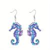 Fashion Acrylic Blue/Purple Seahorse Drop Earrings for Women Y2K Colorful Earrings Trendy Female Earrings Summer Vacation Travel Leisure Daily Earring
