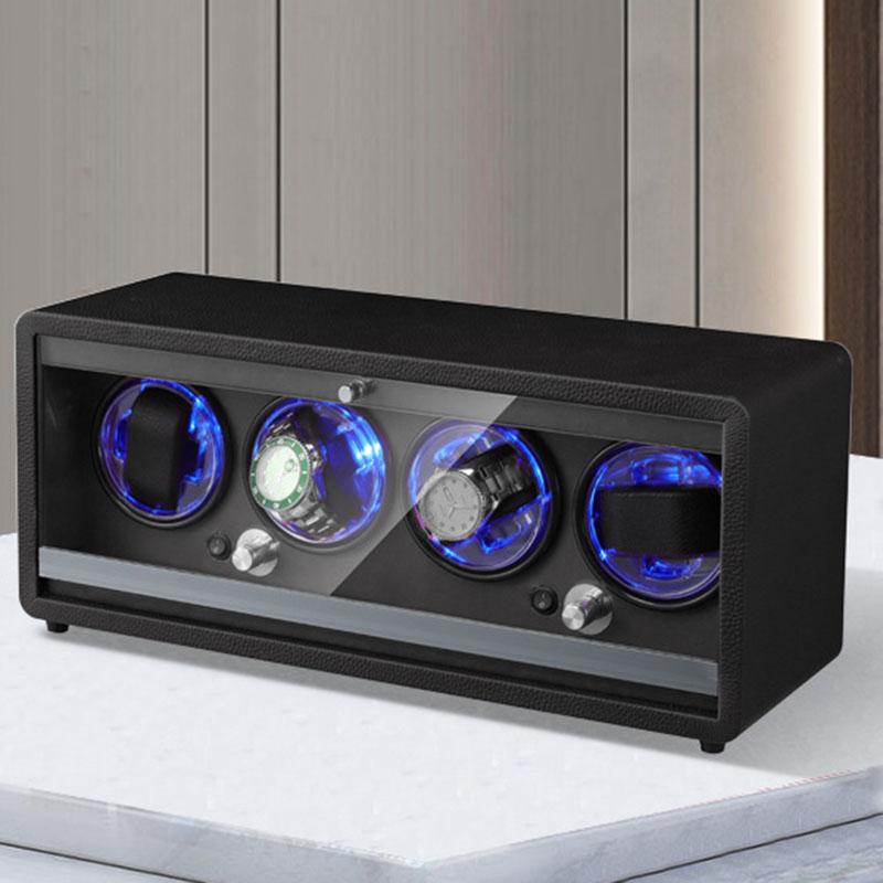 4 Slot Watch Winders Automatic Winding Watch Box Mechanical Wrist Watches Rotator Winding Device Leather Watches Winder