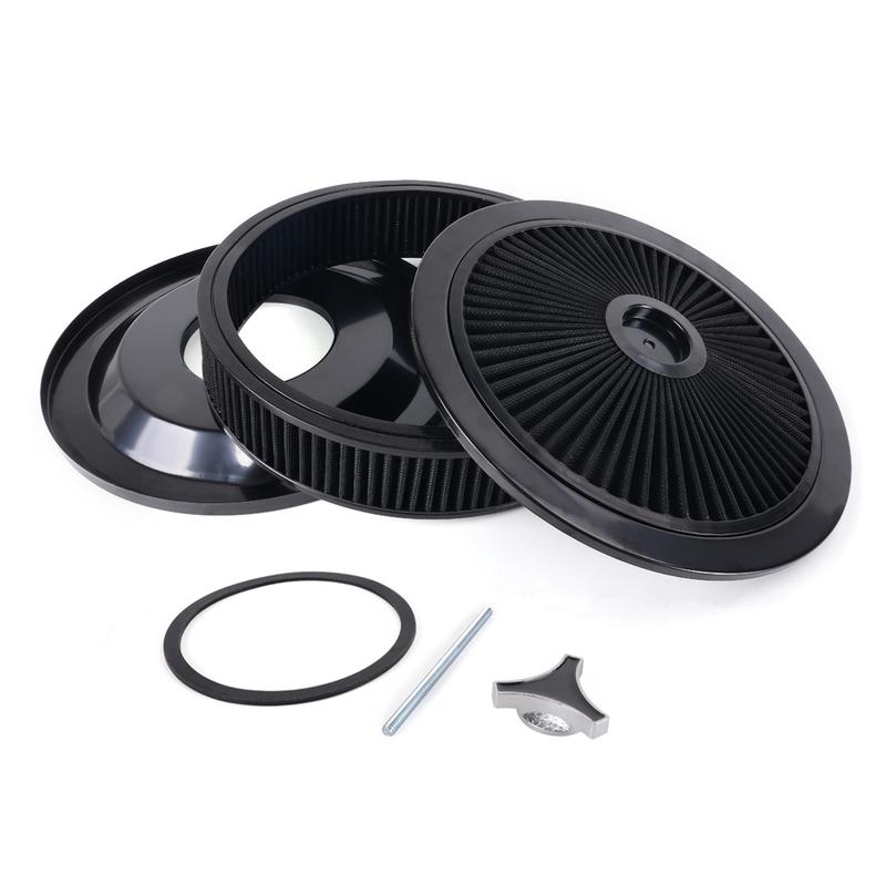 RASTP-14" x 3" Round Super Flow Thru Air Cleaner Filter Washable For 5-1/8 Carb Neck OFI149
