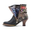 Johnature Echtes Leder frauen Kurze Stiefel Retro Woven Gürtel Schnalle Mode Dame High-heeled Schuhe