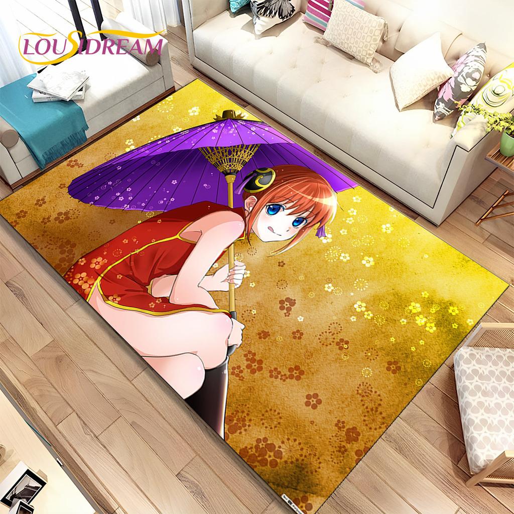 3D Gintoki Kagura Gintama Anime Area Rug,Carpet Rug for Living Room Bedroom Sofa Doormat Decoration, Kid Play Non-slip Floor Mat