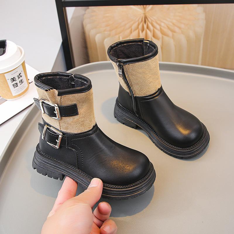 

Девочки ботинки Мартин британская мода детские короткие ботинки 2025 зима новые бархатные теплые хлопковые ботинки девочки кожаные ботинки 26-30 yards 5 pairs in one hand