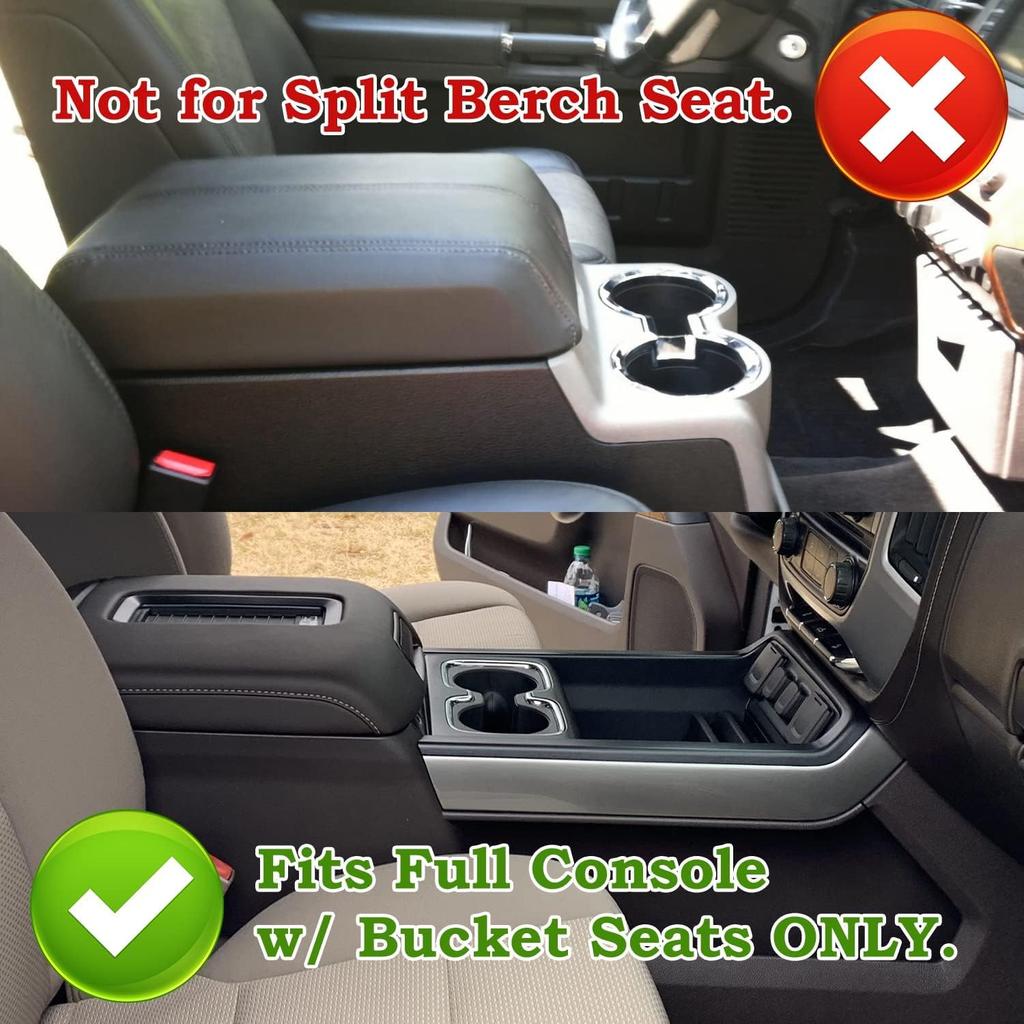 Center Console Organizer Compatible With 2015- Chevy Yukon Tahoe Suburban And 2014-2018 GMC Sierra Silverado Tray Accessories Armrest Storage-Full