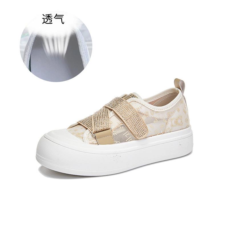 

Velcro rhinestone little white shoes women s 2025 summer new versatile breathable sports shoes thick baseplate shoes casual women s shoes 40 абрикосовий