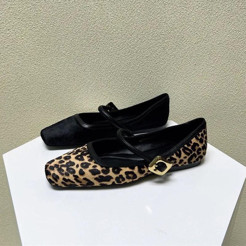 Scarpe Basse da Donna Moda Punta Tonda Stampa Leopardo Scarpe Casual da Donna Traspiranti Slip-on Outdoor Morbide Scarpe Mary Jane Zapatos