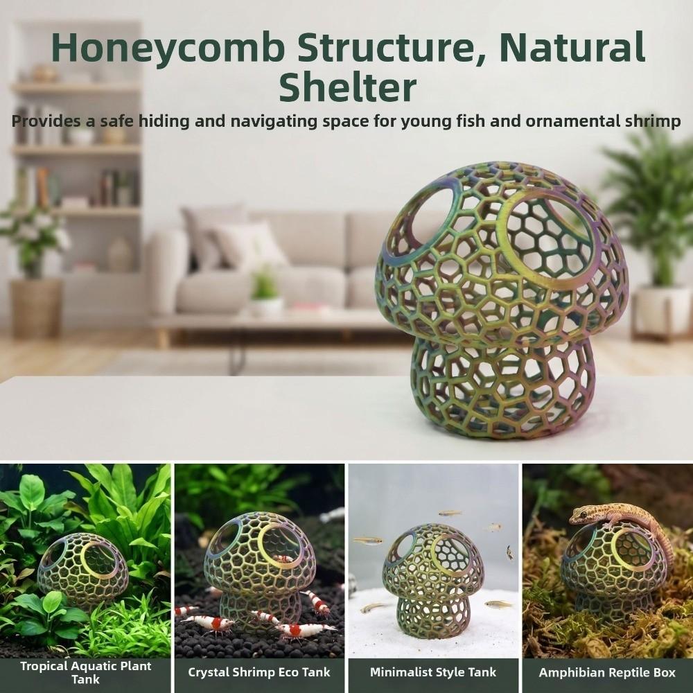 Hollow Out Fish Shrimp Hideout Shelter Simulation Mushroom Betta House  Landscape Decoration